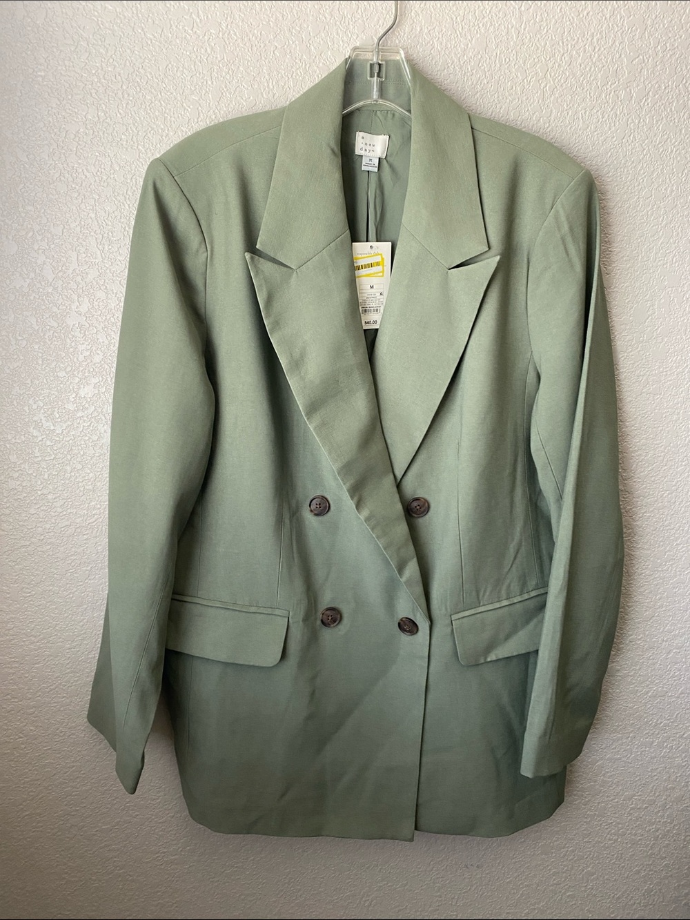 a new day Sage Green Double-Breasted Blazer